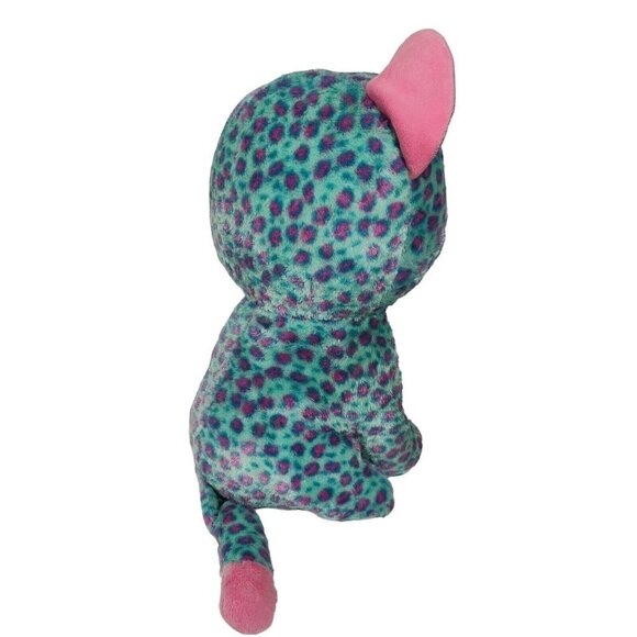 TySilk Beanie Boos Sydney for Claires Blue Spotted Leopard Cat Glitter Eye 16" - Picture 8 of 14